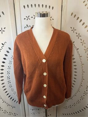 Rust Knit Button-Front Women's Cardigan Sweater